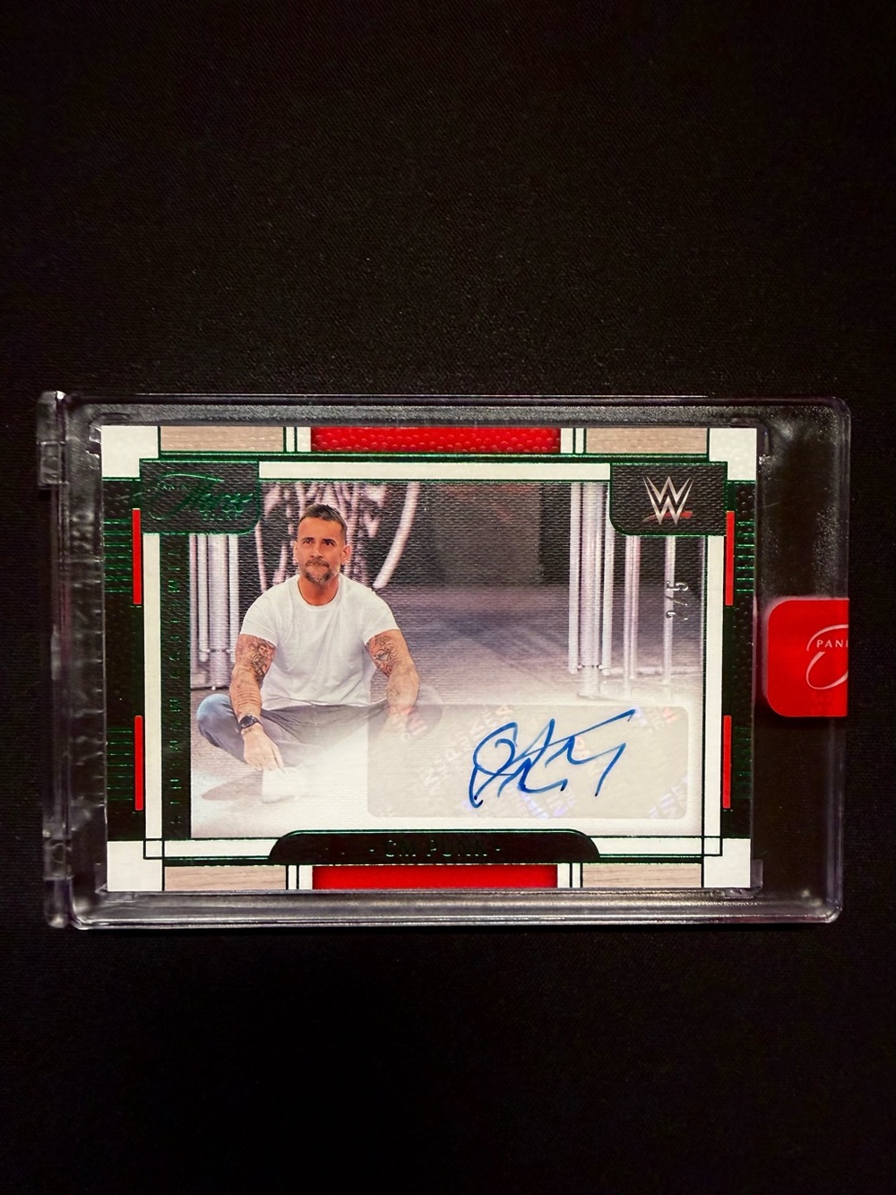 CM Punk,  /5 Emerald, Auto Panini Three Count 2024 WWE - Factory Sealed